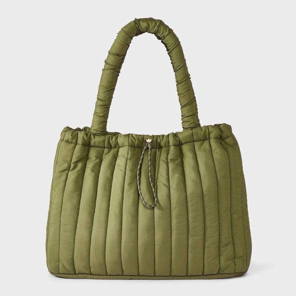 Quilted Drawstring Tote Handbag - Universal Thread Green